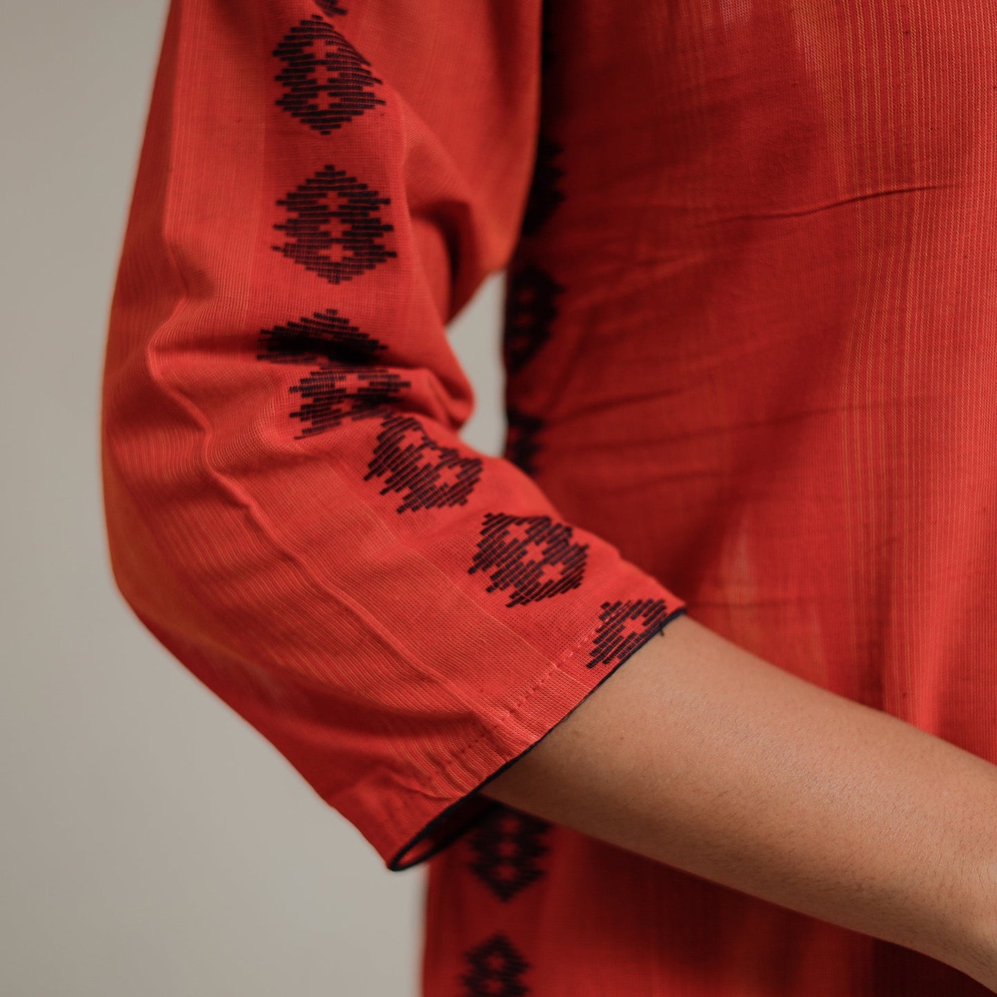Jacquard Cotton Long Kurta for Women