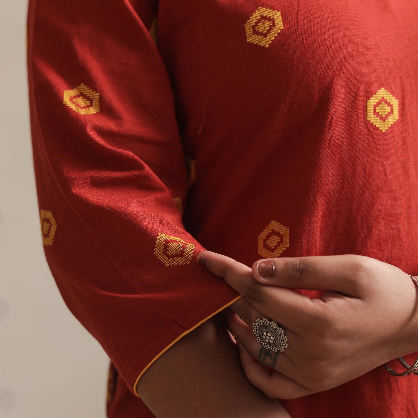 Jacquard Cotton Straight Kurta for Women