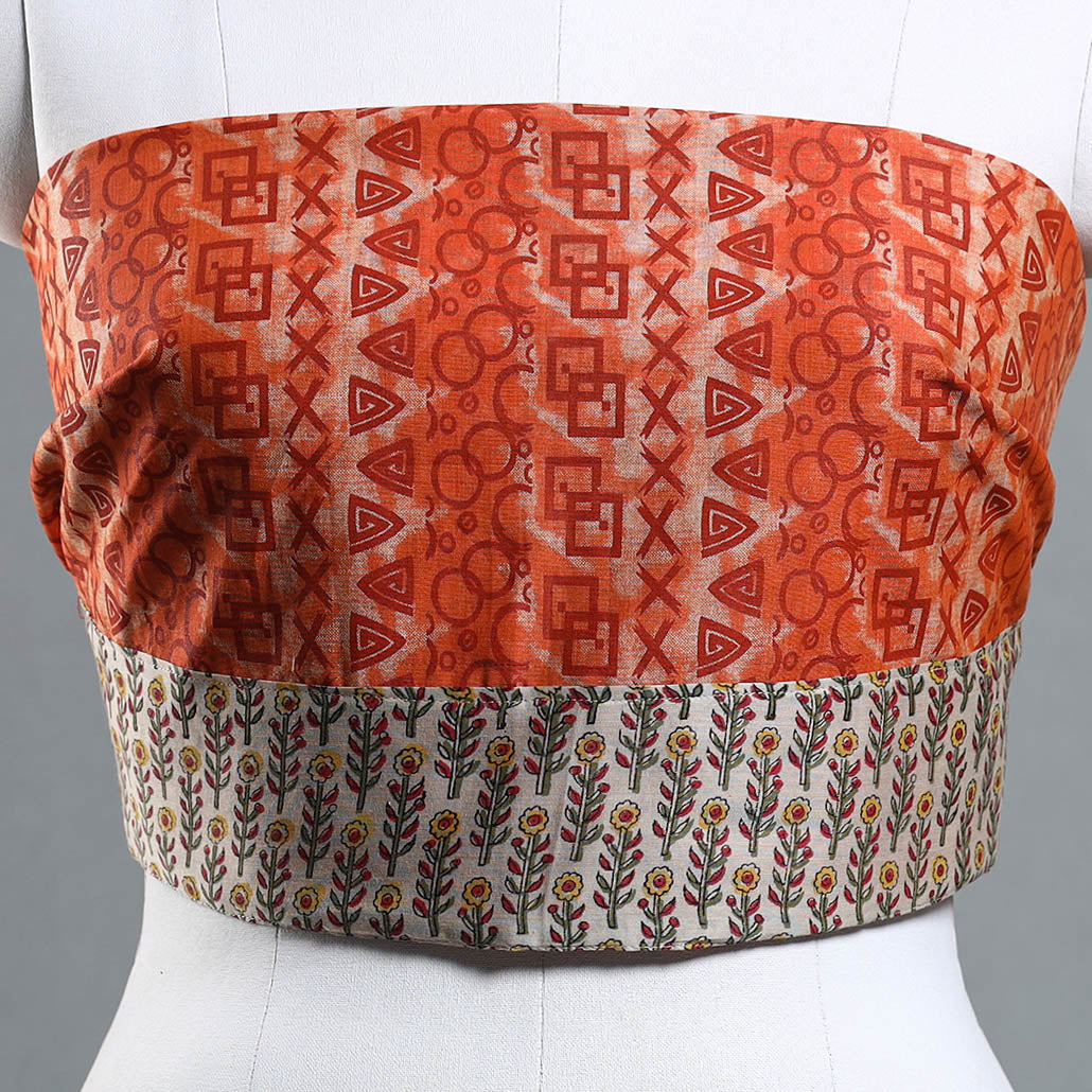 Orange - Jaipur Printed Silk Cotton Blouse Piece