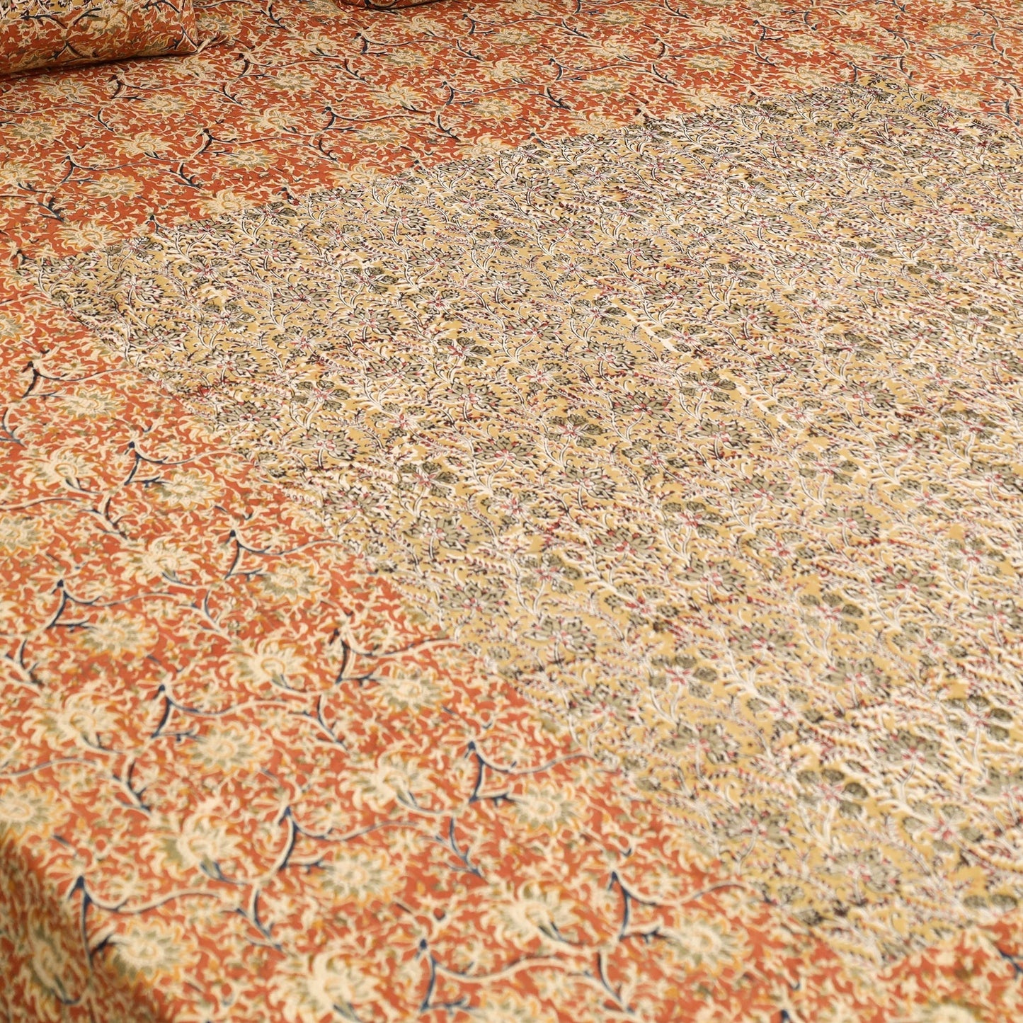 Kalamkari patchwork cotton bedsheet set 39 - handcrafted