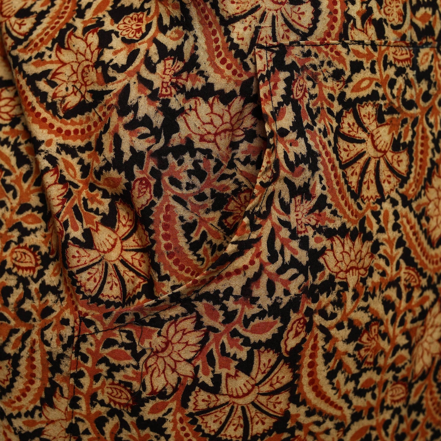 Orange - kalamkari cotton apron with pocket 33 - handcrafted