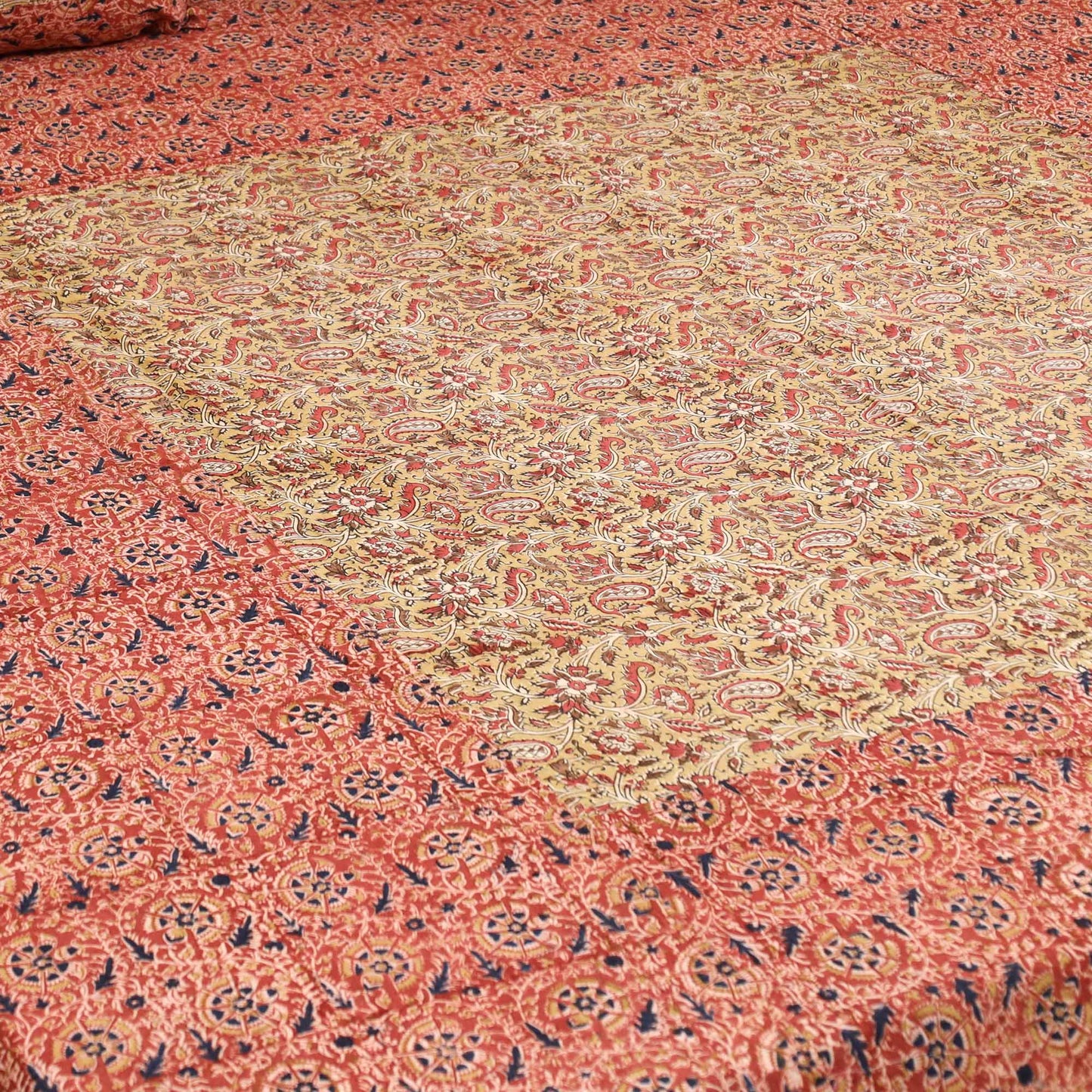 Kalamkari patchwork cotton bedsheet set 52 - handcrafted