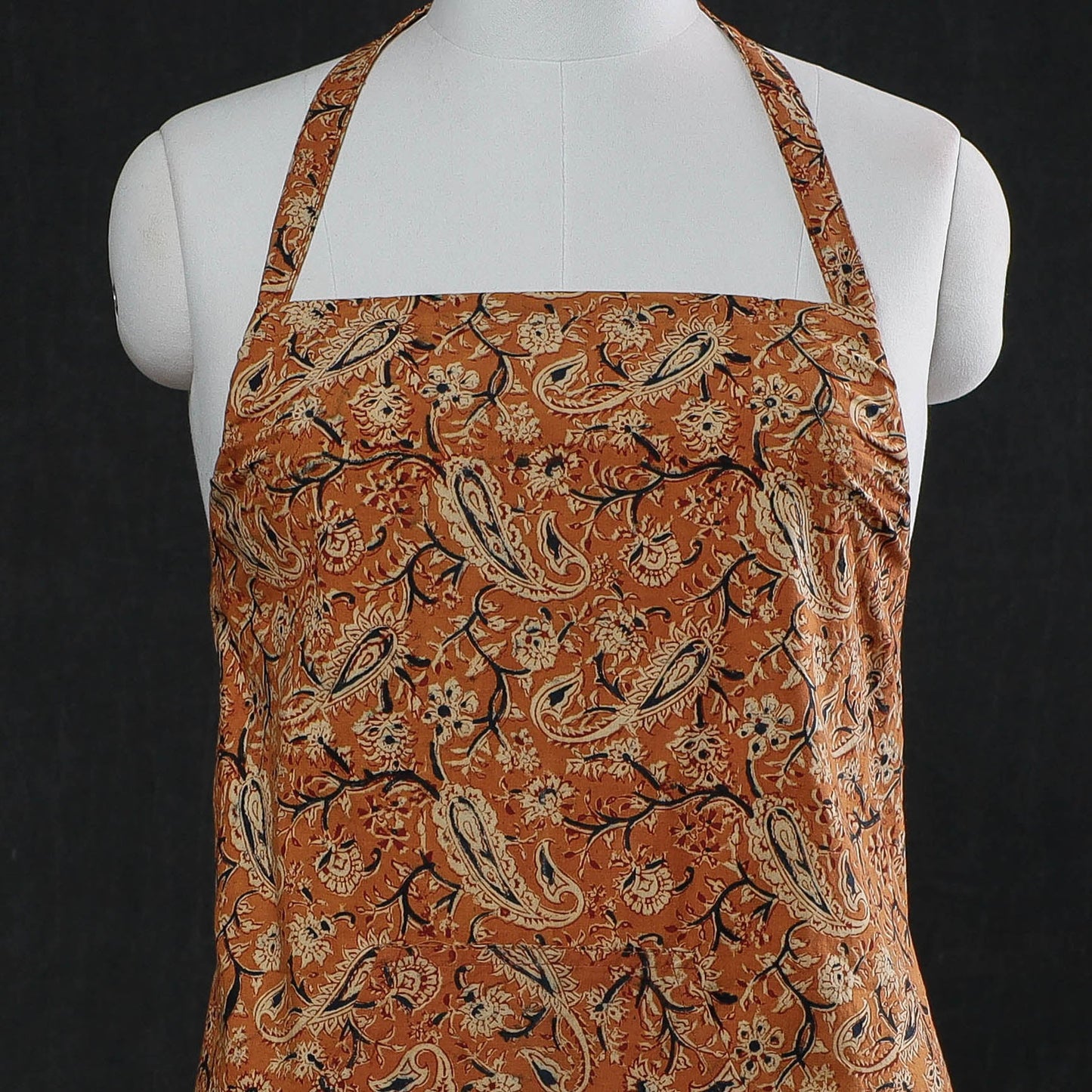 Orange Kalamkari Block Printed Cotton Apron