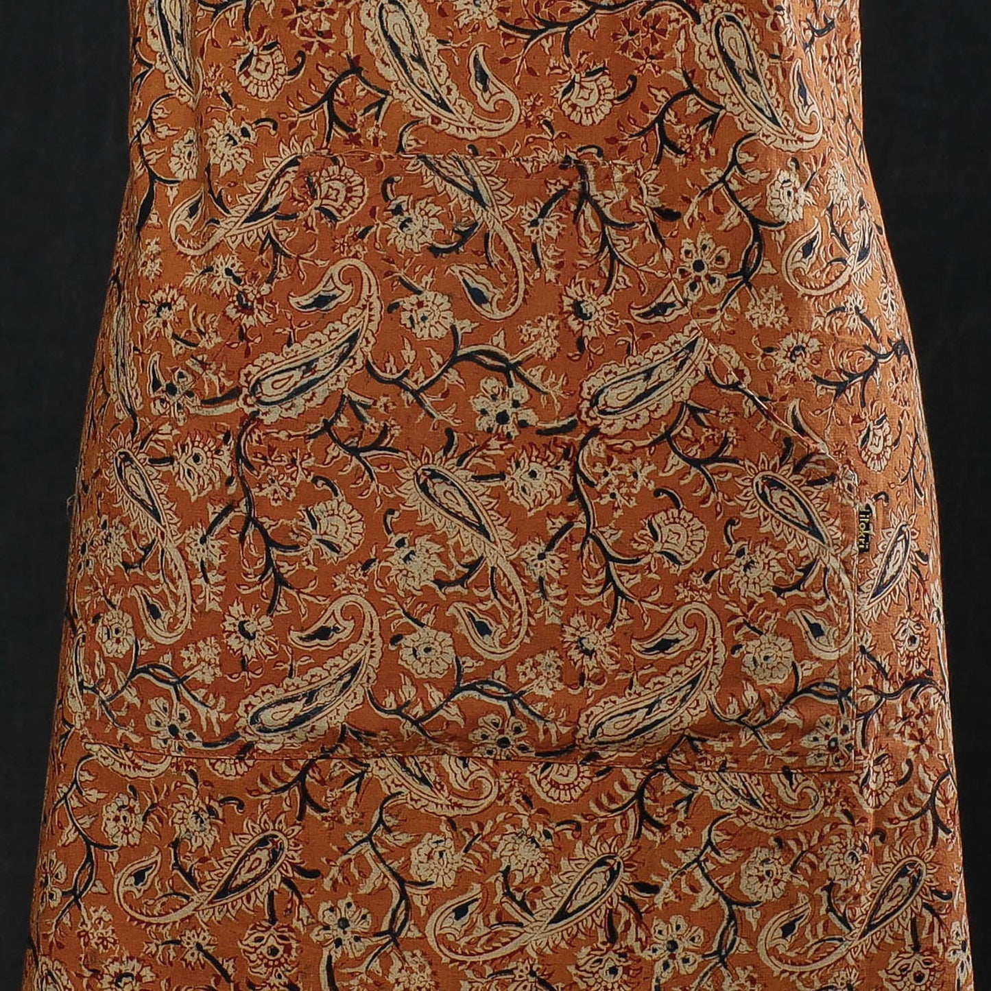 Orange Kalamkari Block Printed Cotton Apron