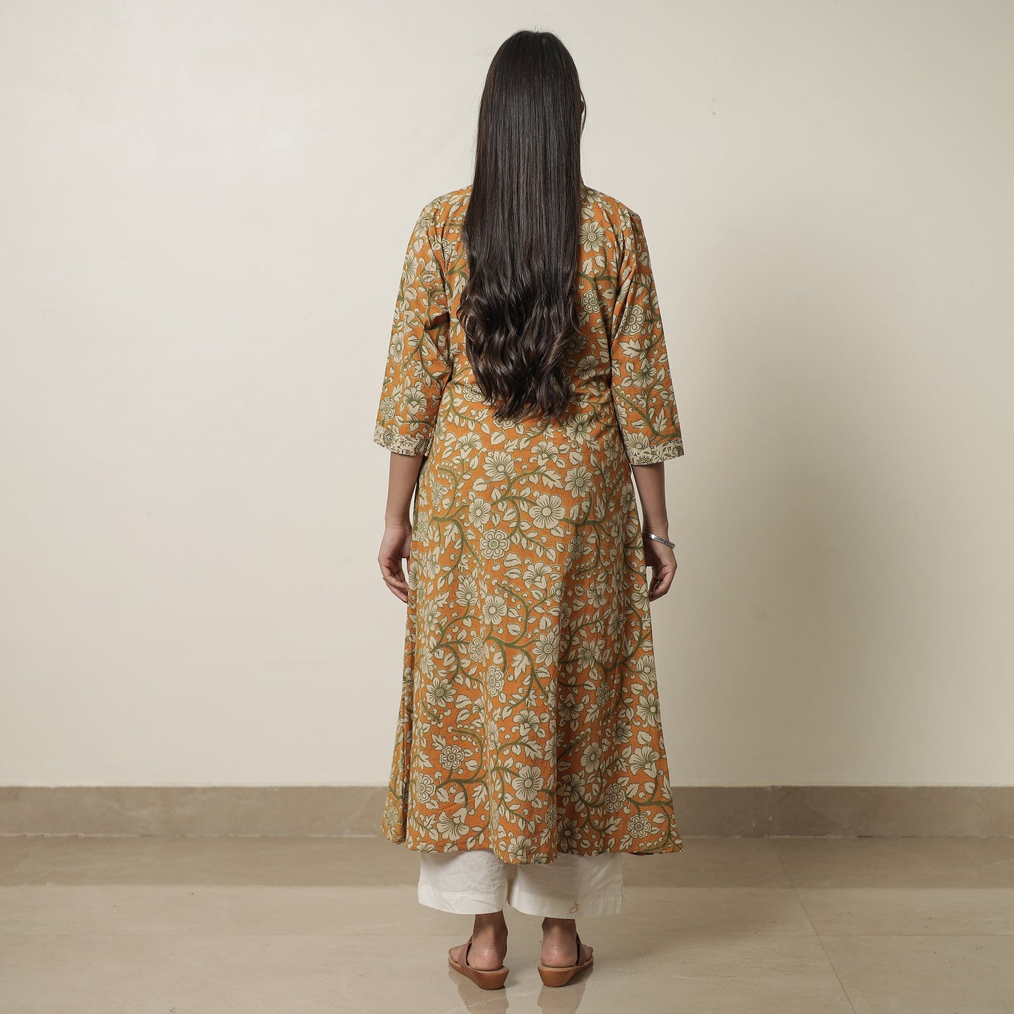 Kalamkari Printed Cotton A-Line Kurta For Women