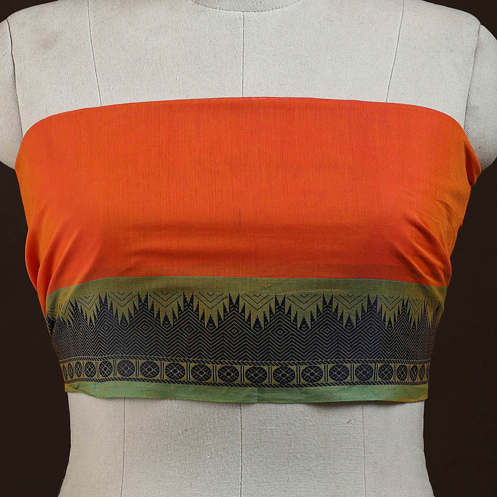 Kanchipuram cotton blouse piece 22 - handcrafted
