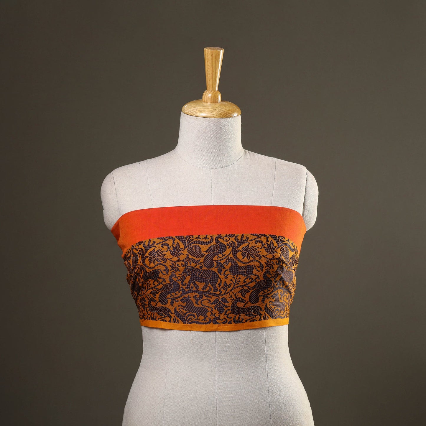 Orange Kanchipuram Cotton Blouse Piece