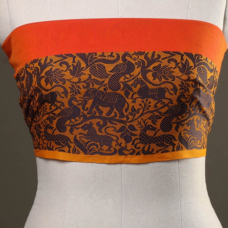 Orange Kanchipuram Cotton Blouse Piece