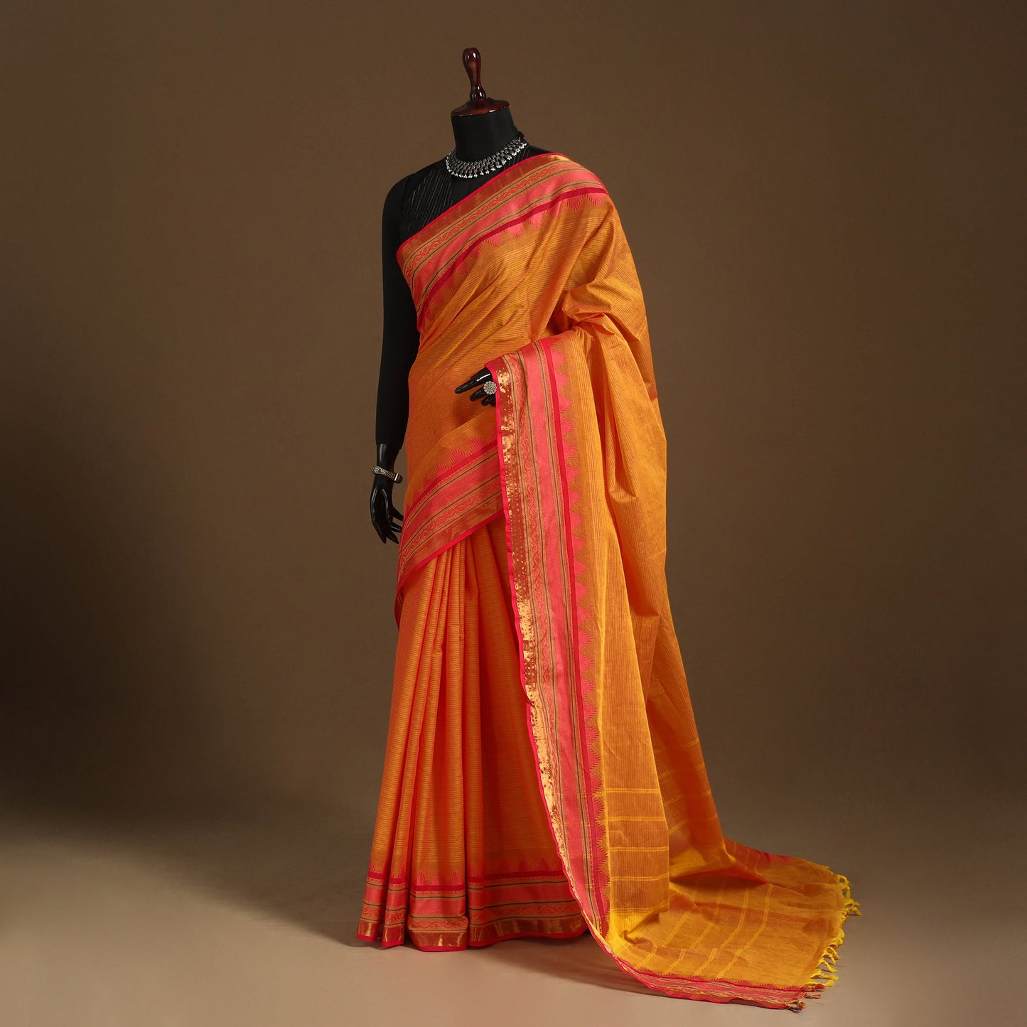 Orange - kandangi chettinad cotton saree with border 40
