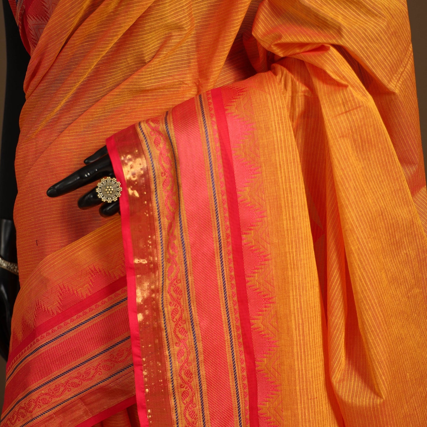 Orange - kandangi chettinad cotton saree with border 40