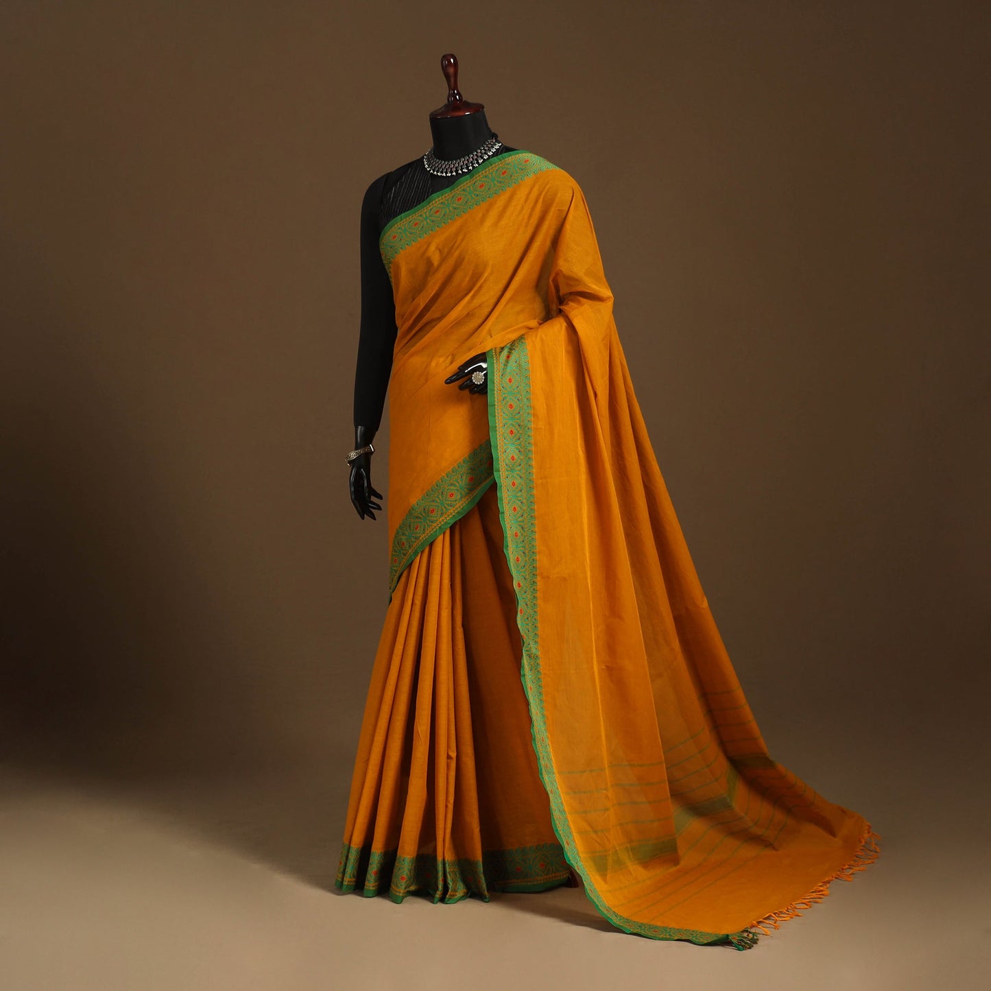 Orange - kandangi chettinad cotton saree with border 42