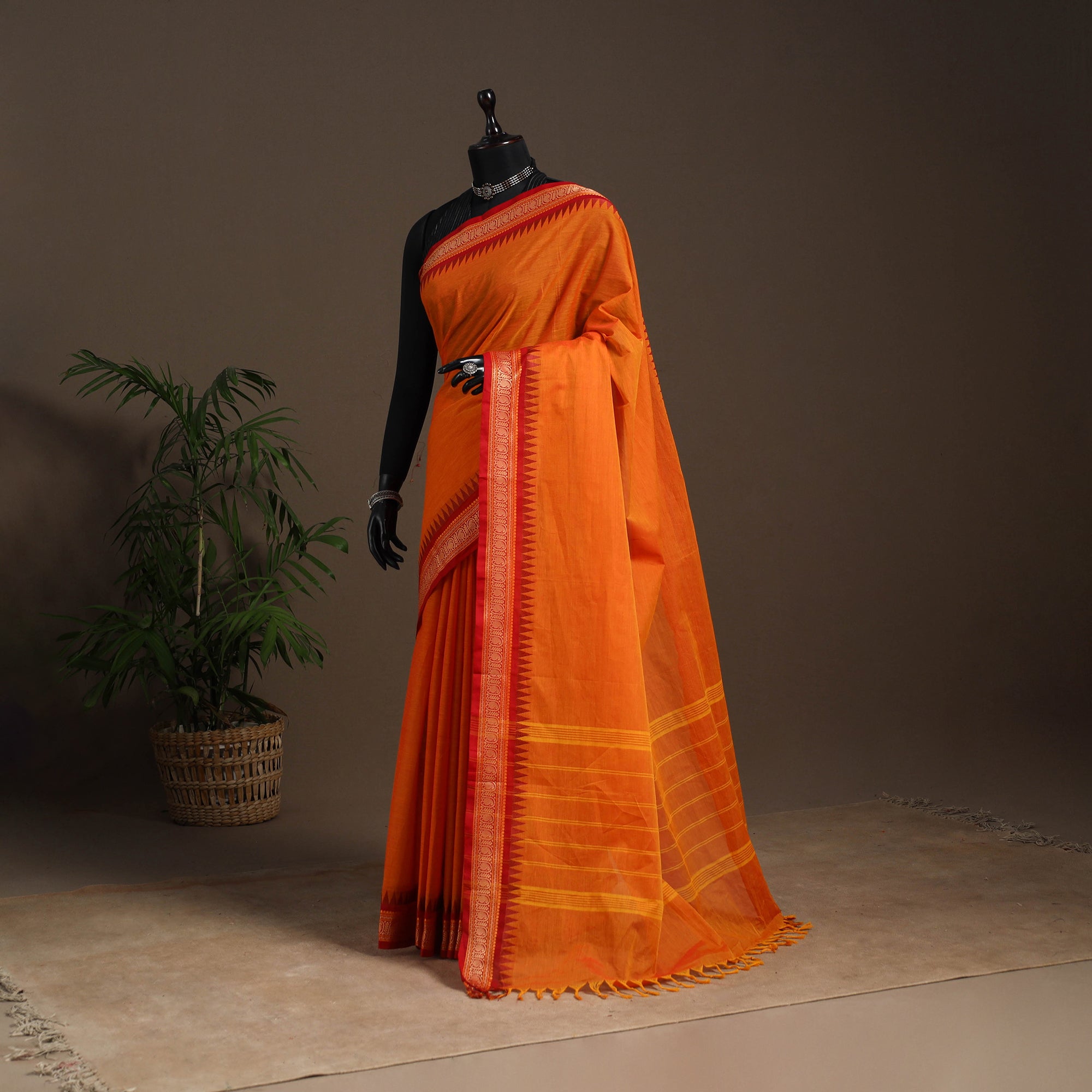 Green - Kandangi Chettinad Cotton 2pc Unstitched Dress Material 08