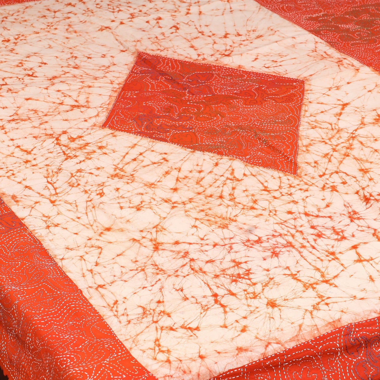 Kantha handwork cotton single hand batik bed sheet 01