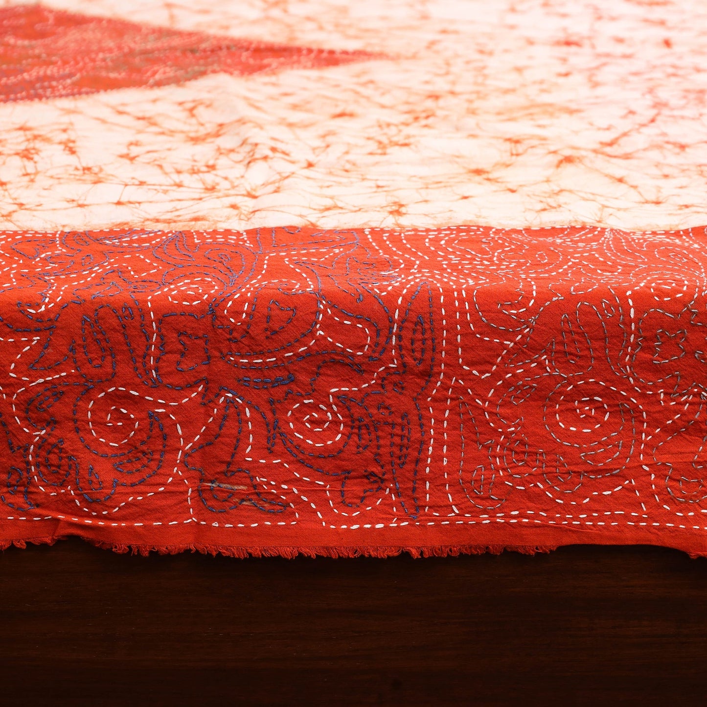 Kantha handwork cotton single hand batik bed sheet 01