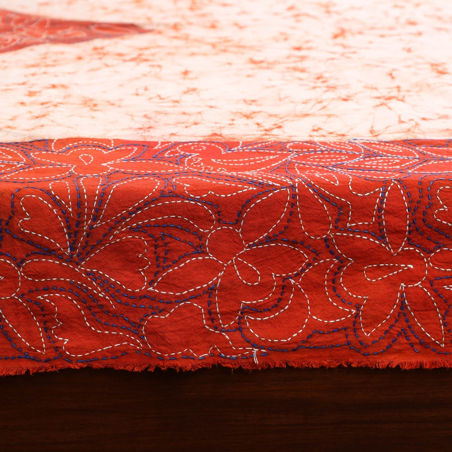 Kantha handwork cotton single hand batik bed sheet 03