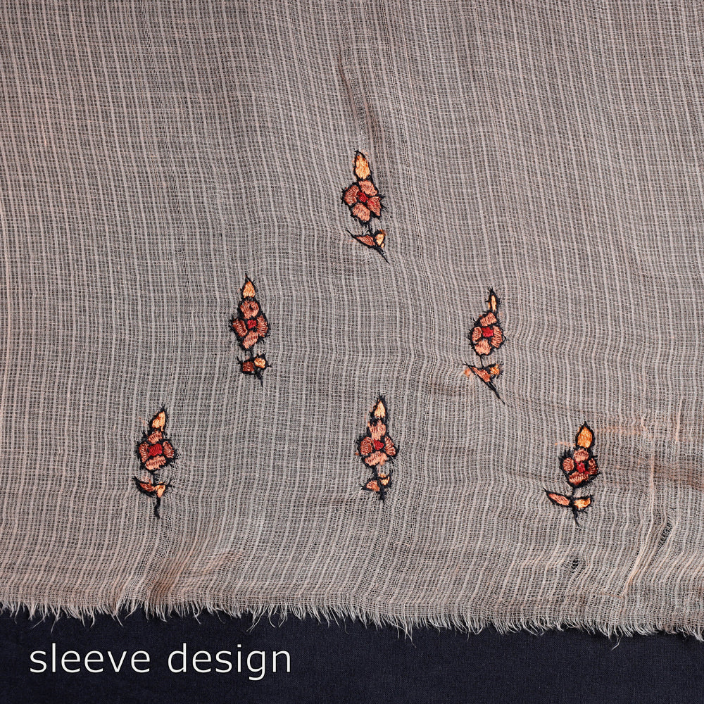 Handloom Kota Doria Kashidakari Hand Embroidery Kurta Material - 2.6 M