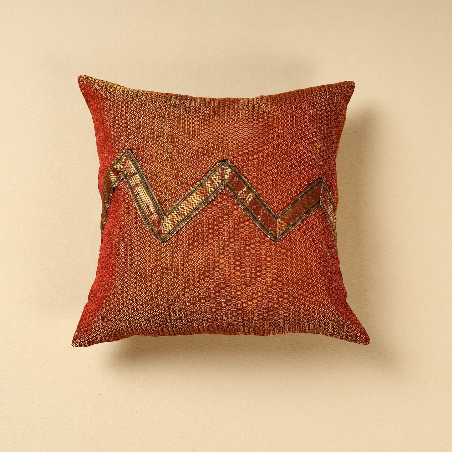 Orange Khun Weave Cotton Cushion Cover (16 x 16 in)