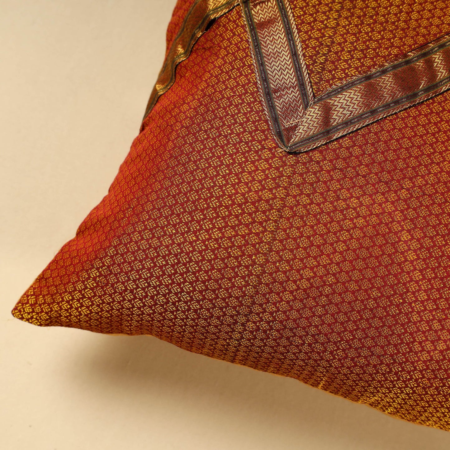 Orange Khun Weave Cotton Cushion Cover (16 x 16 in)