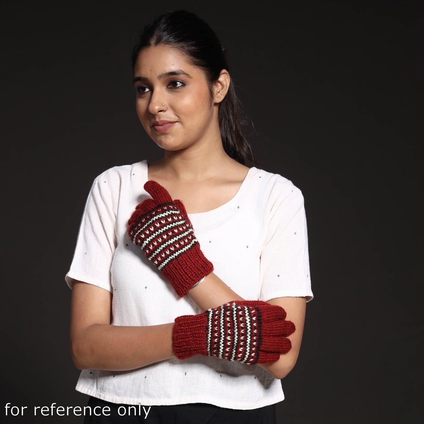 Orange Kumaun Hand Knitted Woolen Gloves