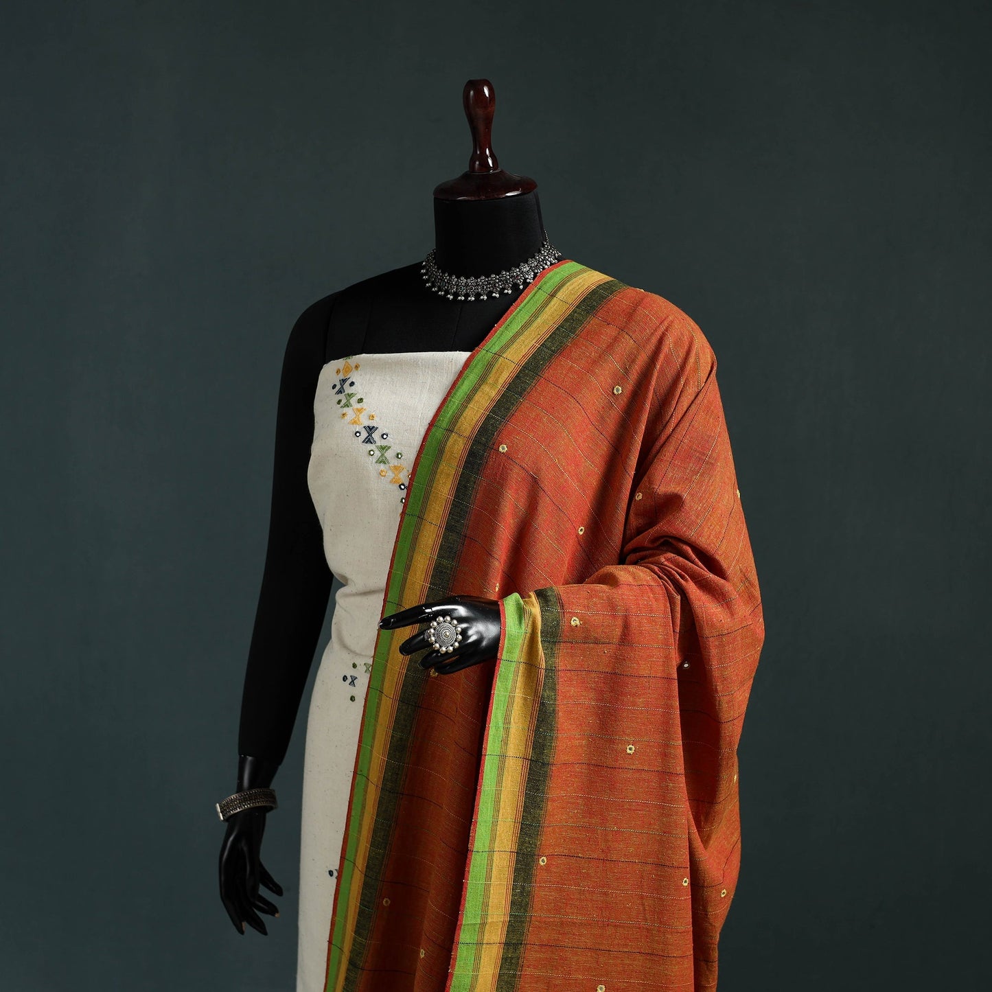 Kutch bhujodi handwoven mirror work organic kala cotton