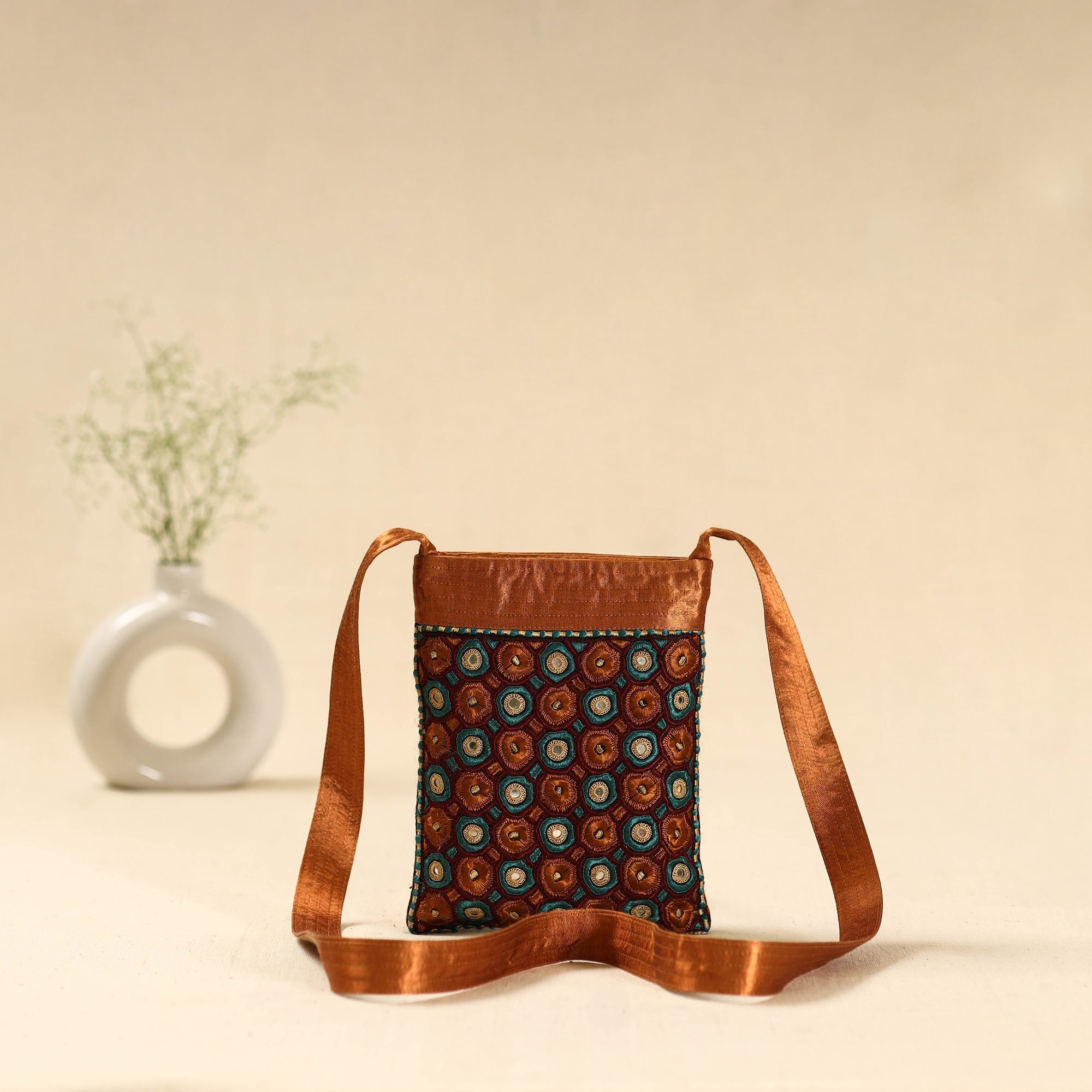 Multicolor - Kutch Pakko Neran Hand Embroidered Cosmetic Pouch 210