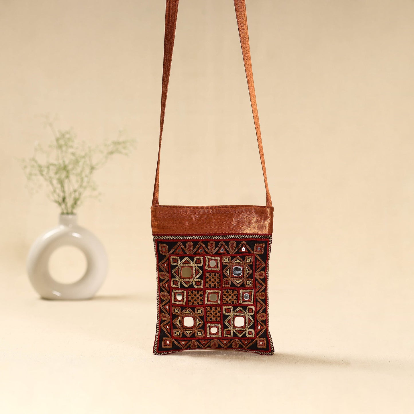 Kutch rabari hand embroidered sling bag 57 - handcrafted