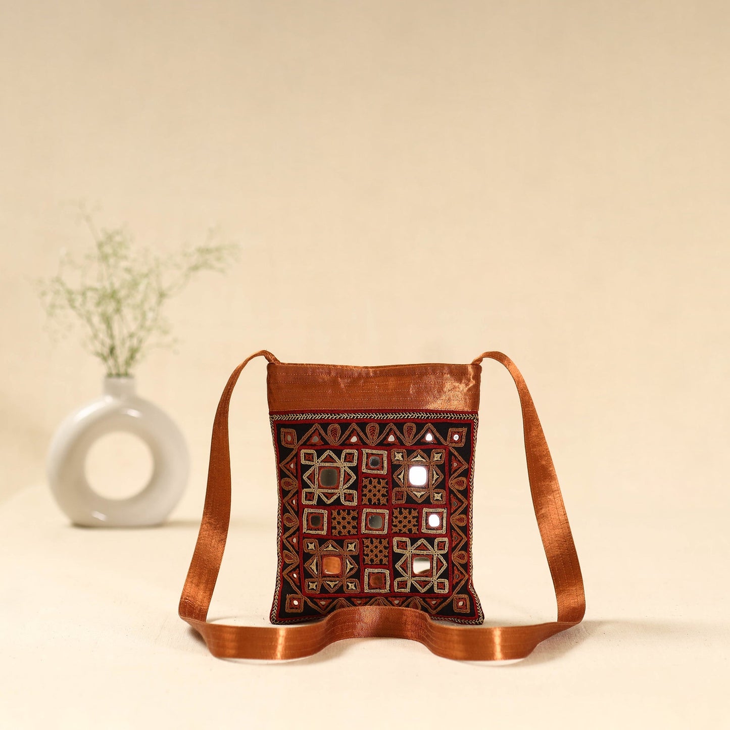 Kutch rabari hand embroidered sling bag 57 - handcrafted