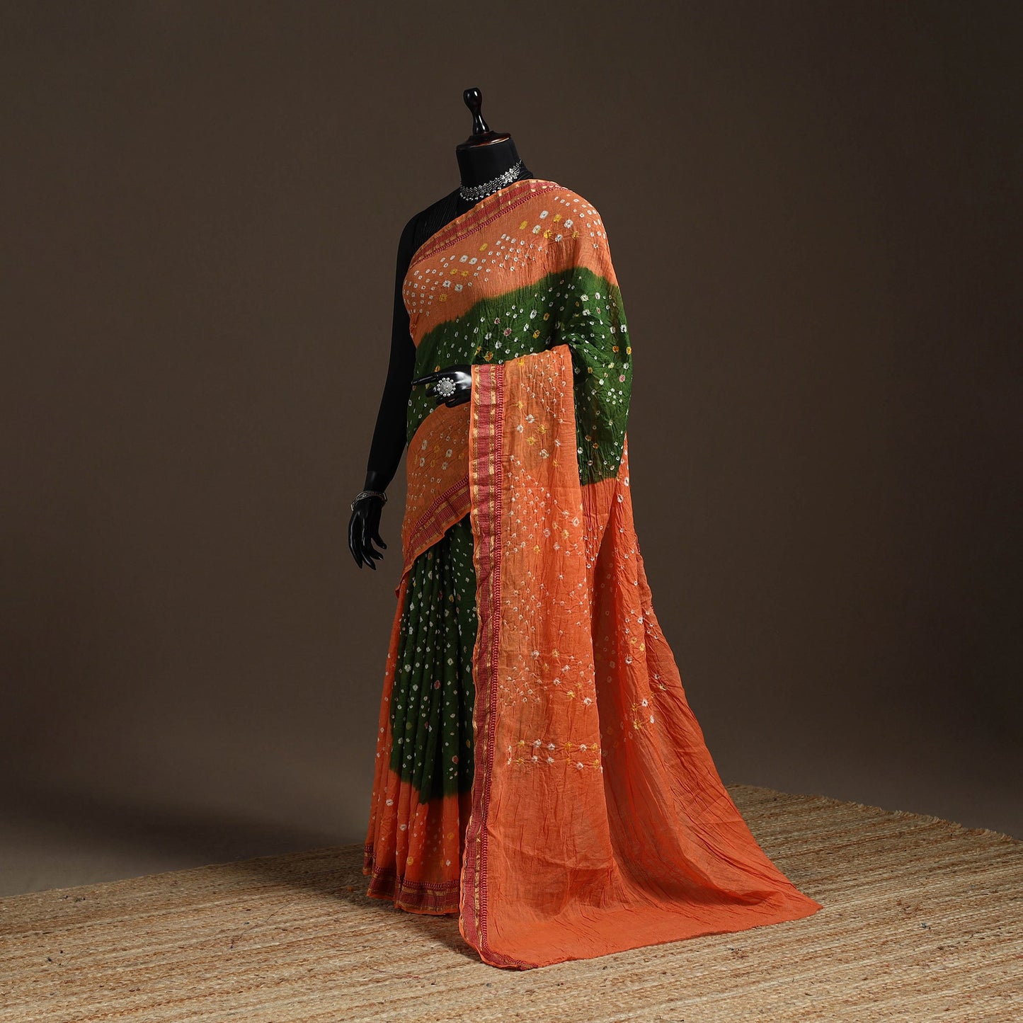 Kutch tie-dye cotton bandhani saree with blouse piece 06