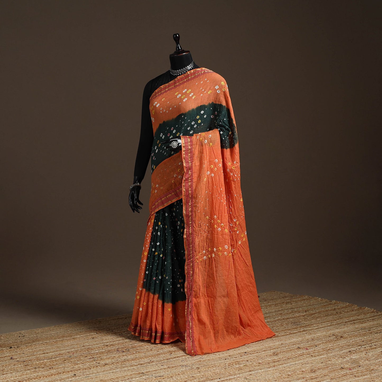 Kutch tie-dye cotton bandhani saree with blouse piece 18