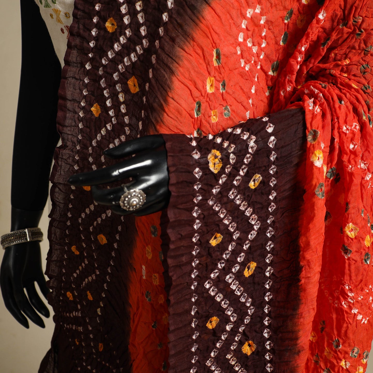 Orange - kutch tie-dye mul cotton bandhani dupatta 88