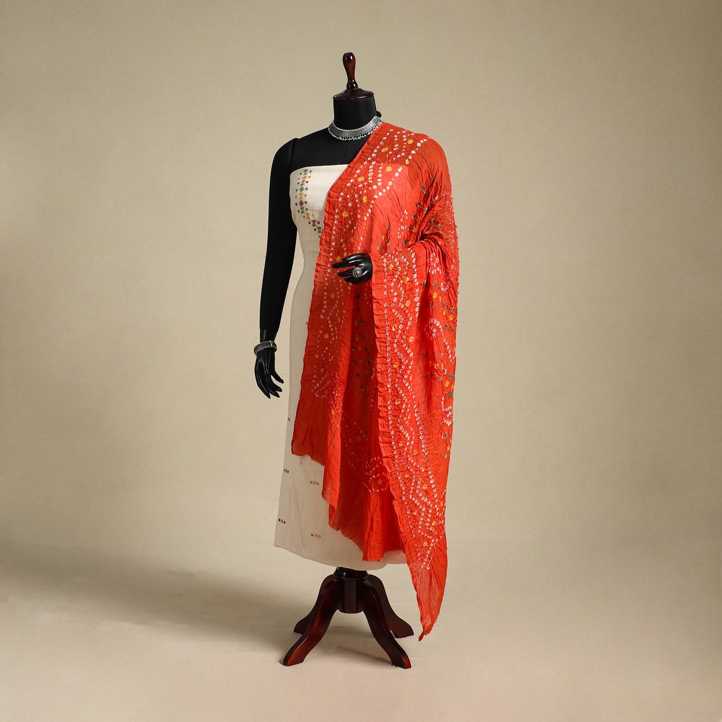 Orange - kutch tie-dye mul cotton bandhani dupatta 89