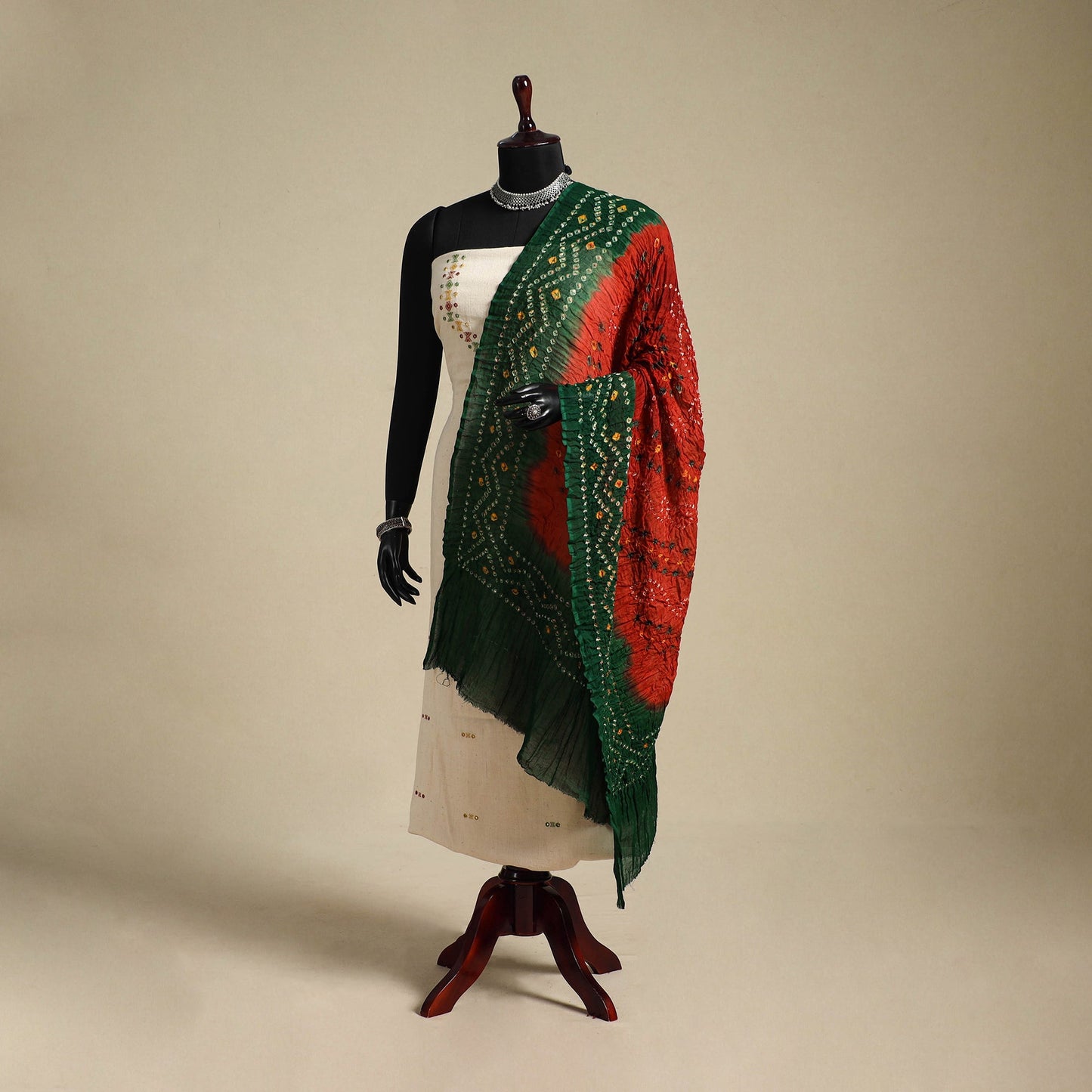 Orange - kutch tie-dye mul cotton bandhani dupatta 91