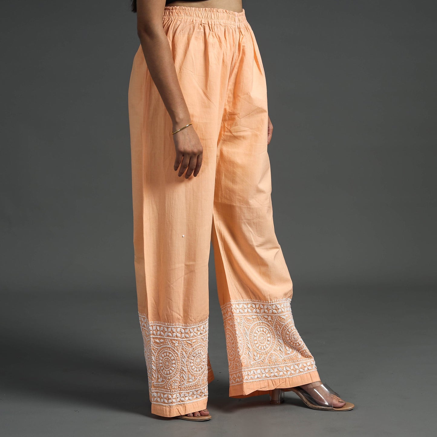 Lucknow Chikankari Hand Embroidery Cotton Palazzo