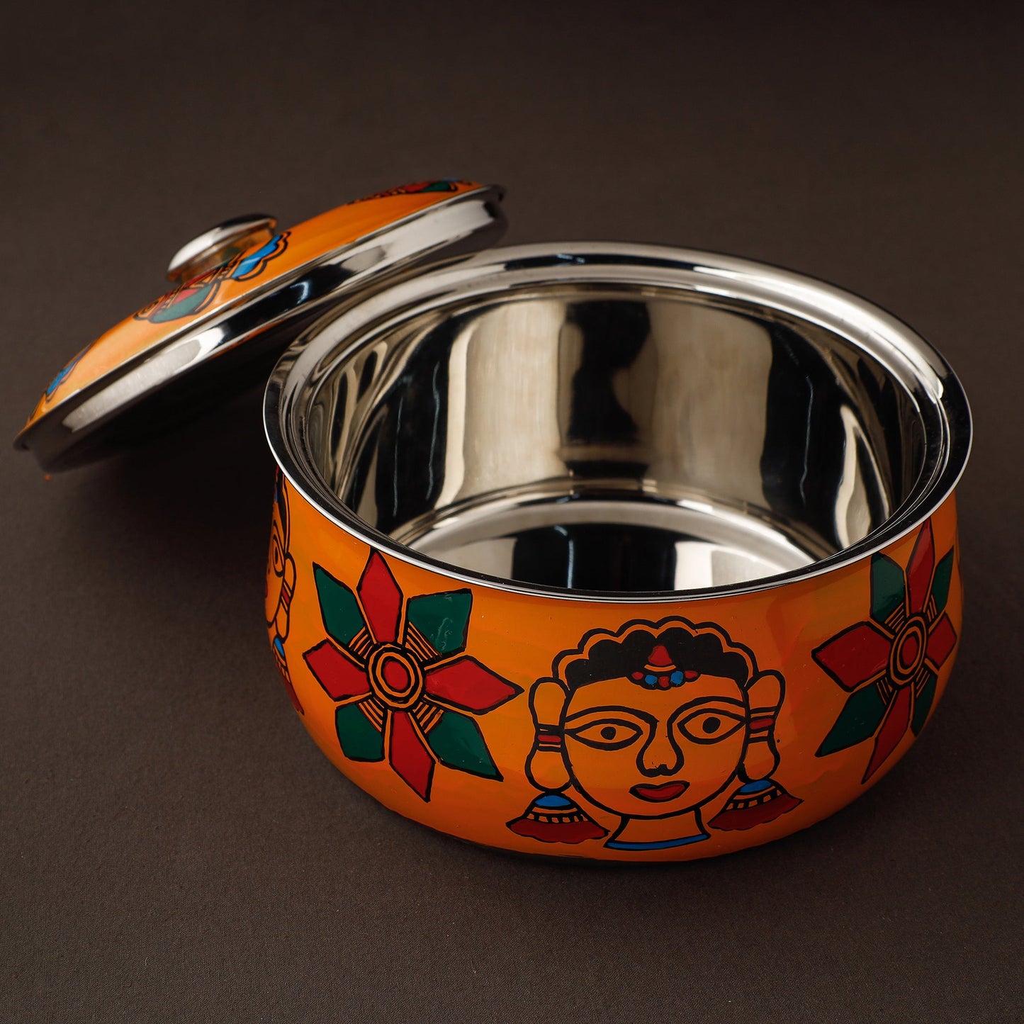 Madhubani Handpainted Stainless Steel Casserole