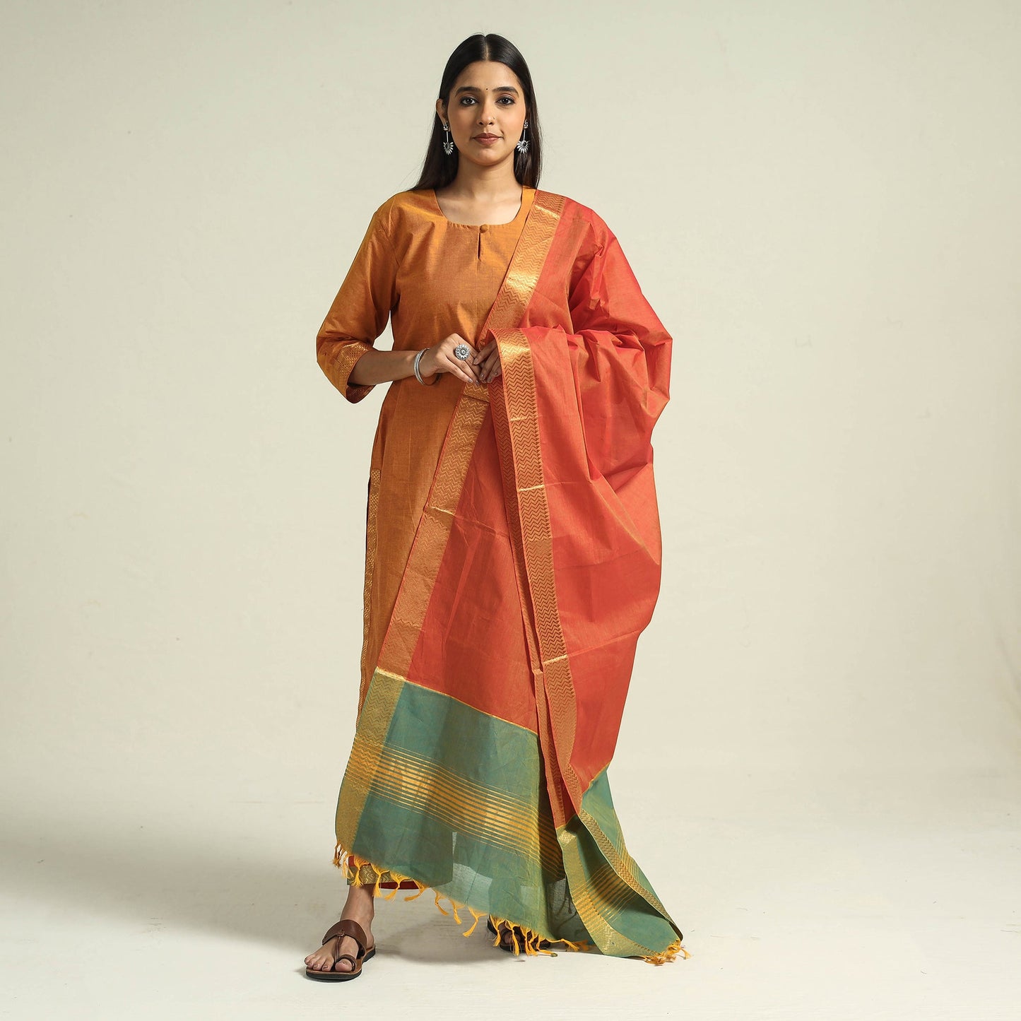 Mangalagiri Kurta with Palazzo & Dupatta Set
