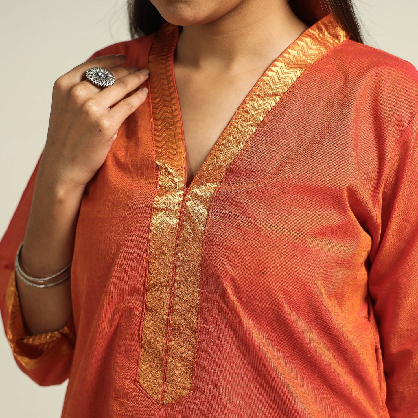 Buy Mangalagiri Handloom Cotton Kurta with Palazzo & Dupatta Set Online at iTokri.com