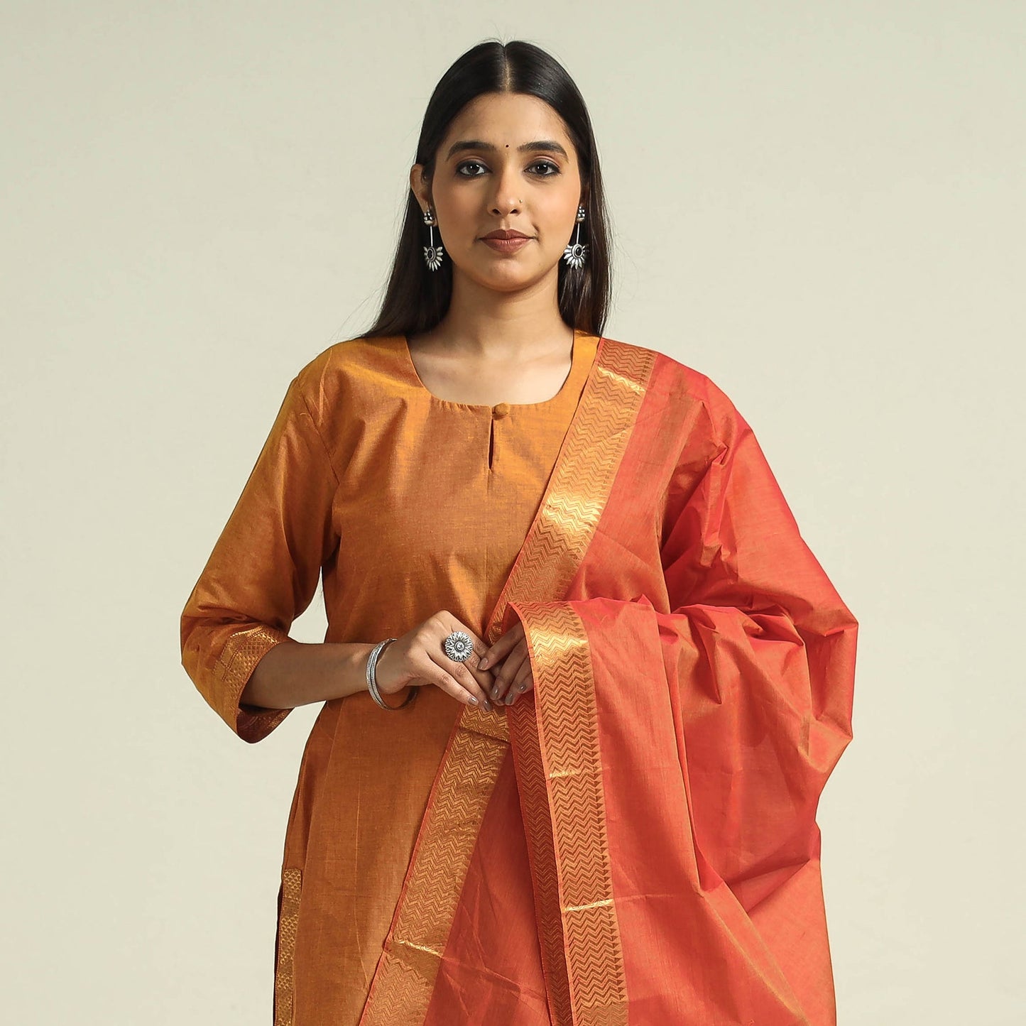 Mangalagiri Kurta with Palazzo & Dupatta Set