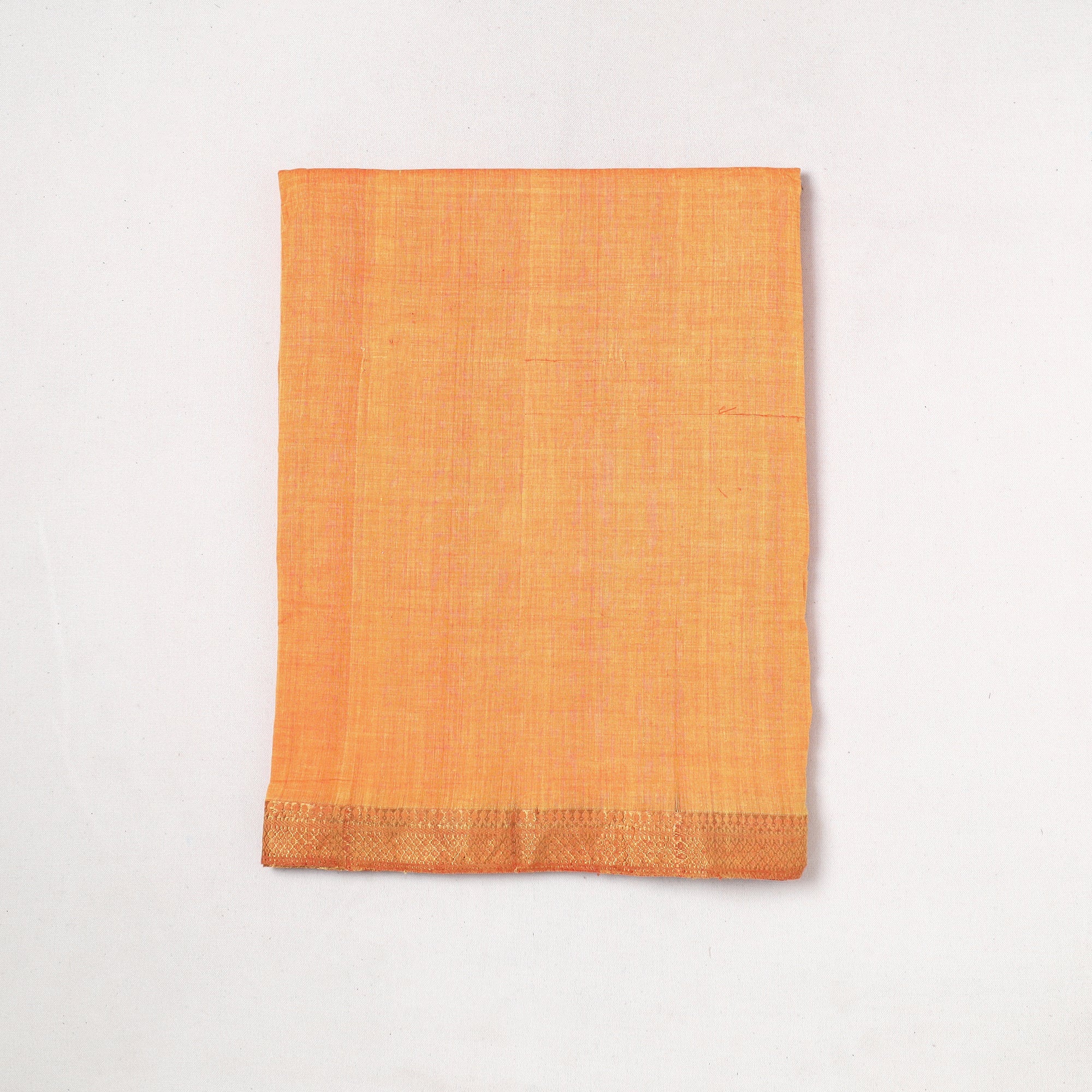 Orange - Handloom Mangalagiri Cotton Fabric with Nizam Zari Border 25