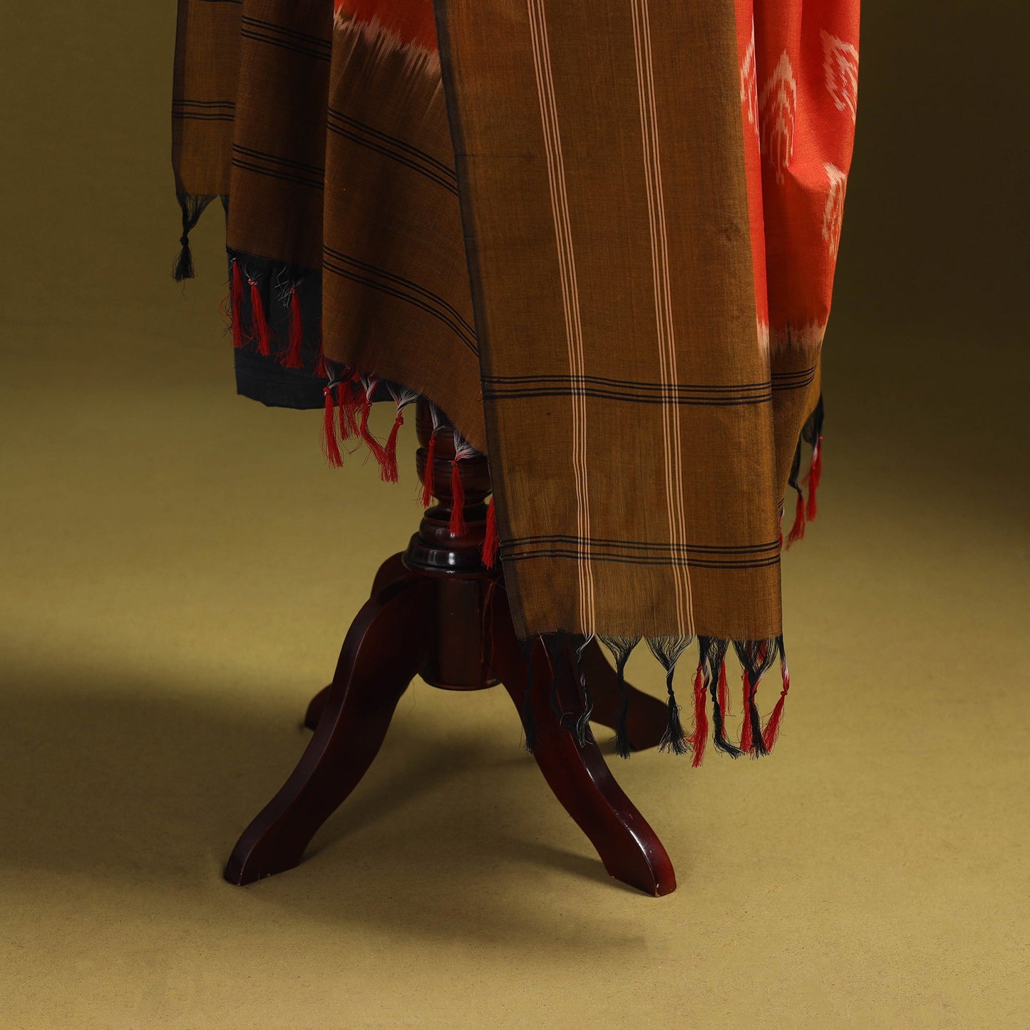 Orange - mercerised cotton pochampally ikat dupatta 10