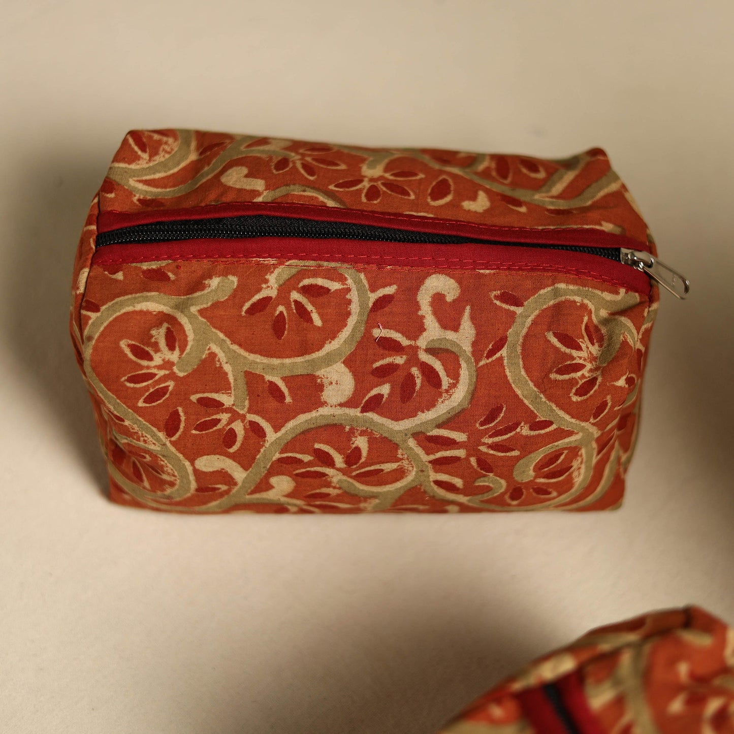 Orange Multipurpose Handmade Toiletry Bags (Set of 3)