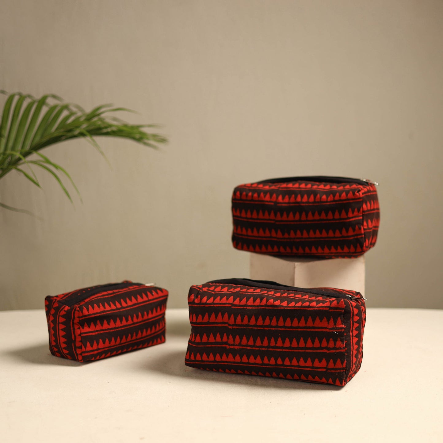 Orange Multipurpose Handmade Toiletry Bags (Set of 3)
