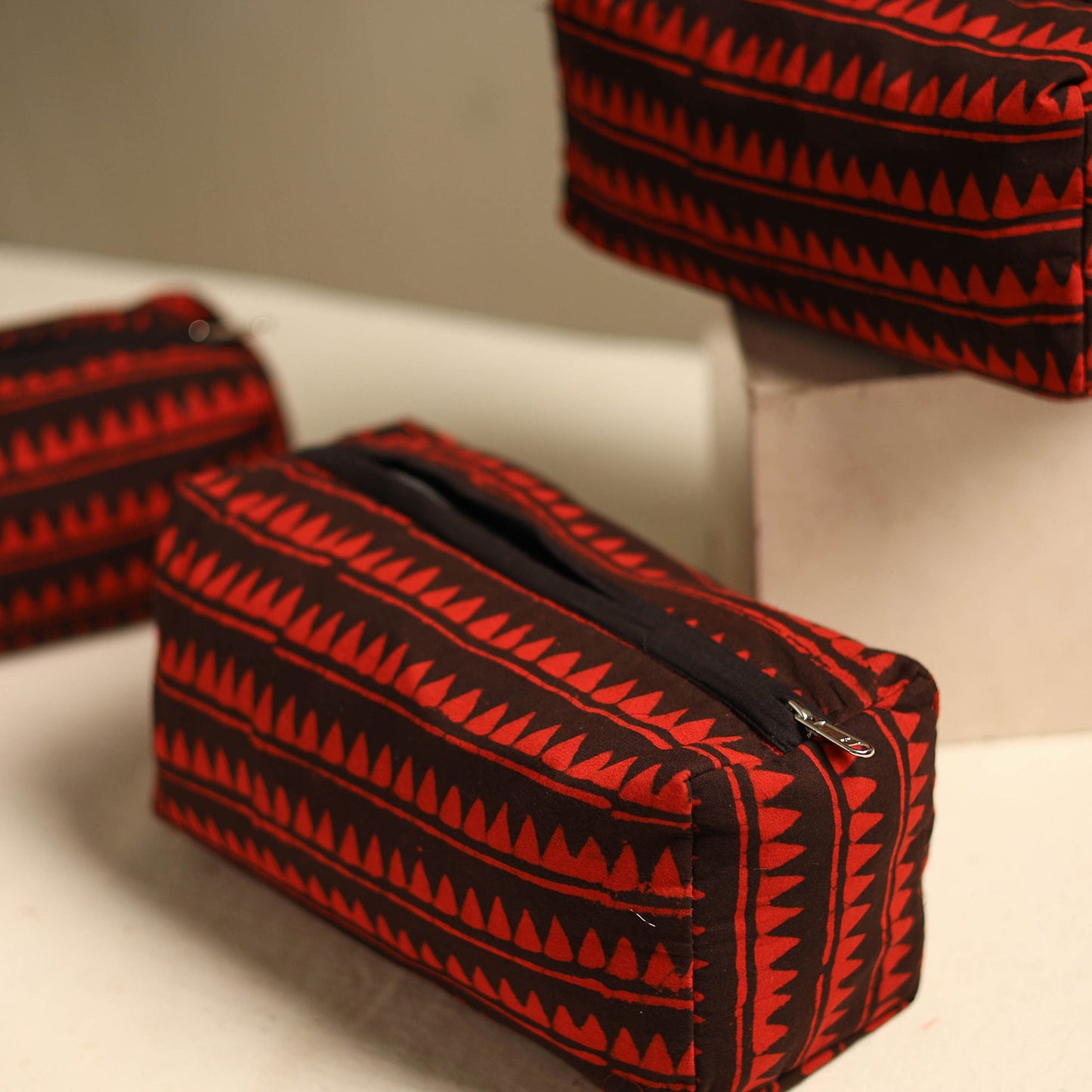 Orange Multipurpose Handmade Toiletry Bags (Set of 3)