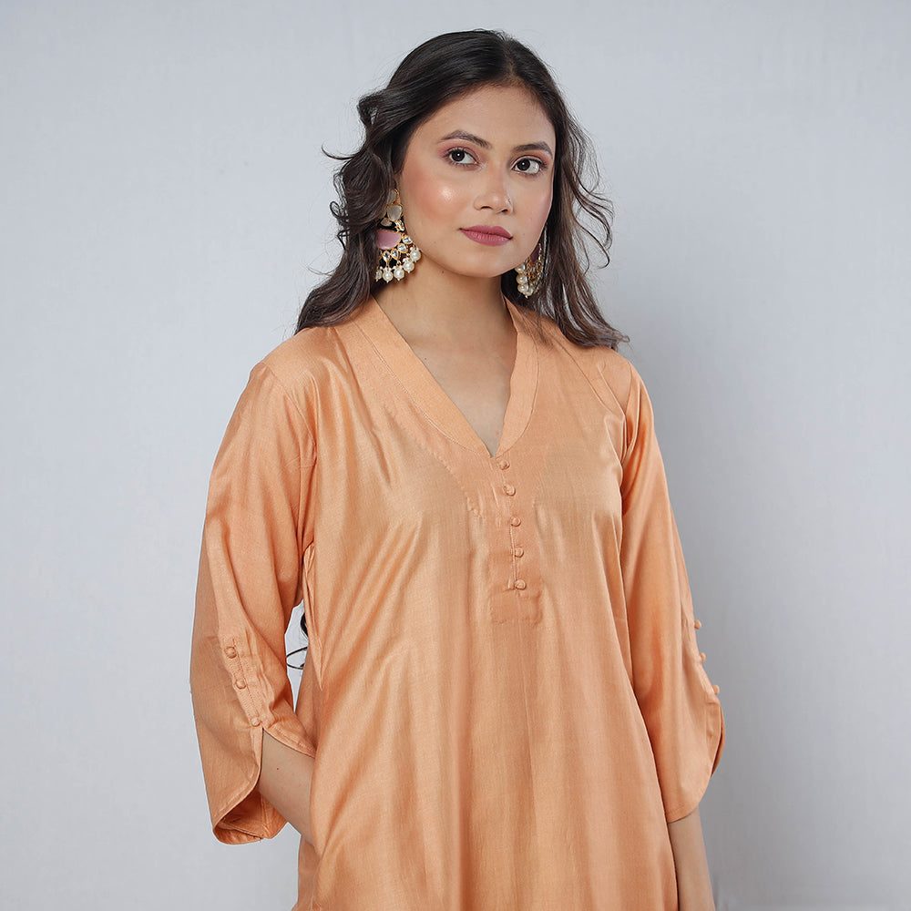 iTokri Casuals - Tussar Silk Long Kurta for Women