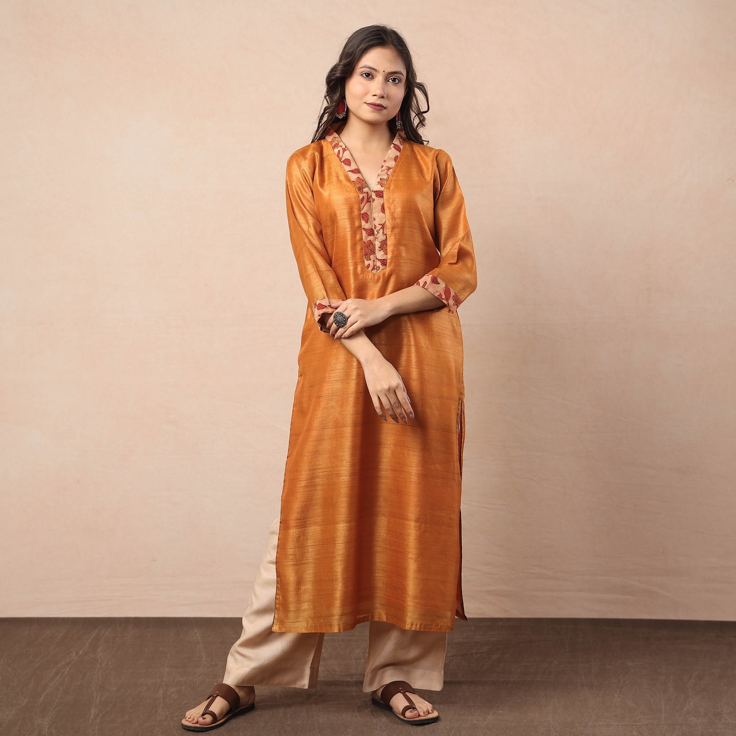 Pure Desi Tussar Silk Long Kurta