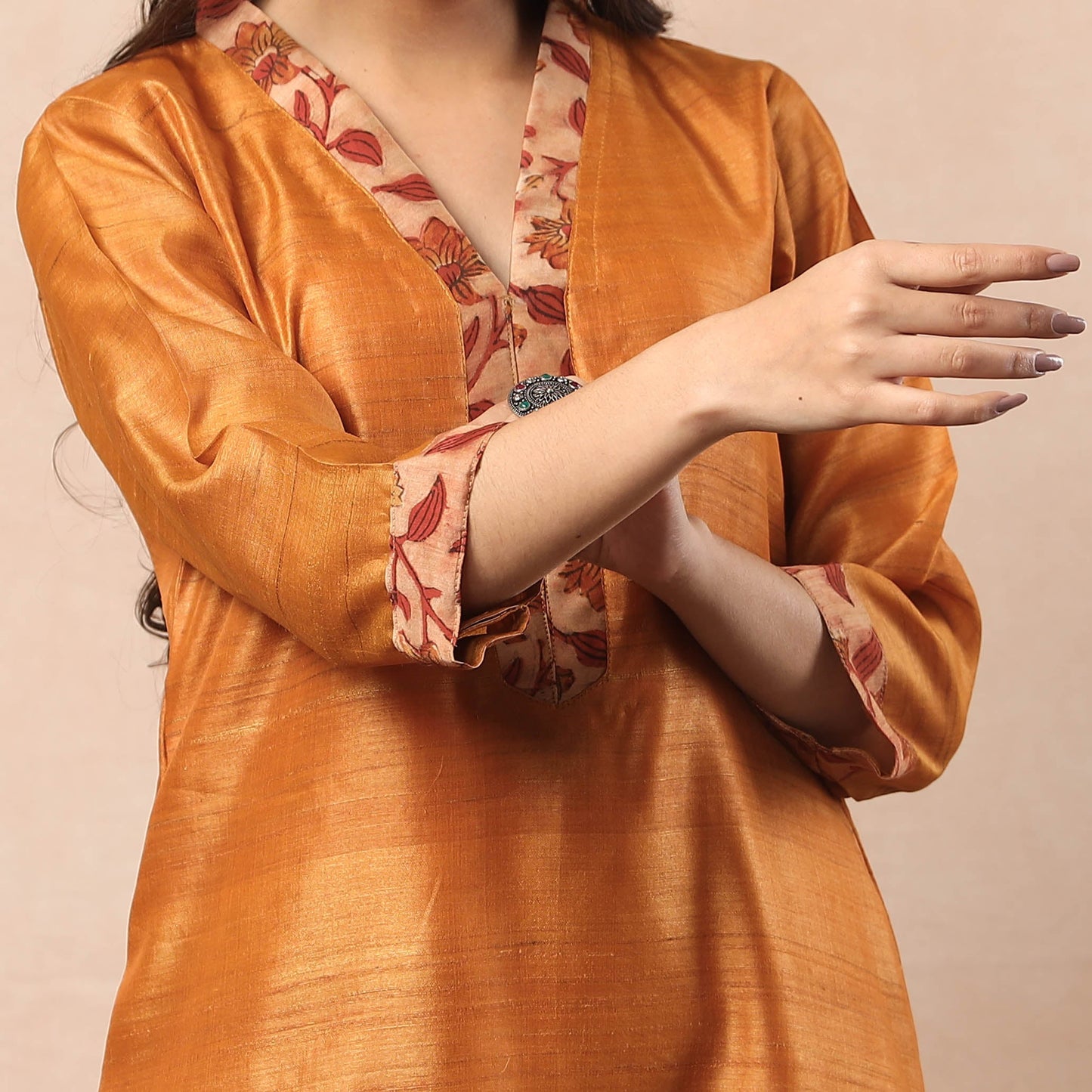 Pure Desi Tussar Silk Long Kurta