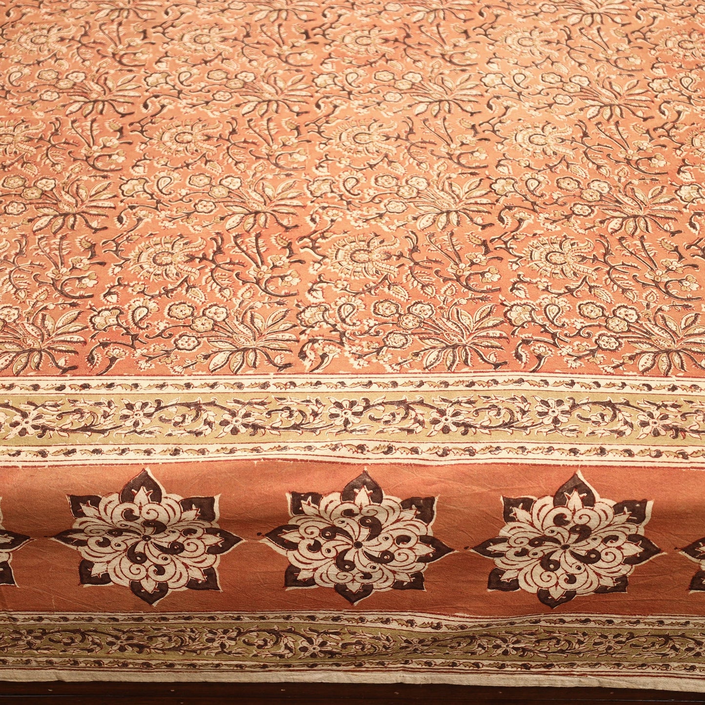 Block Print Cotton Double Pedana Kalamkari Bed Sheet