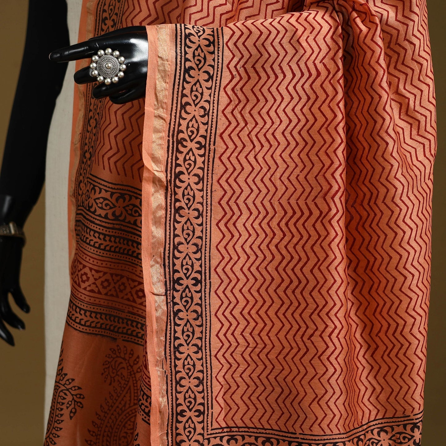 Orange - natural dyed printed chanderi silk bagh dupatta 27