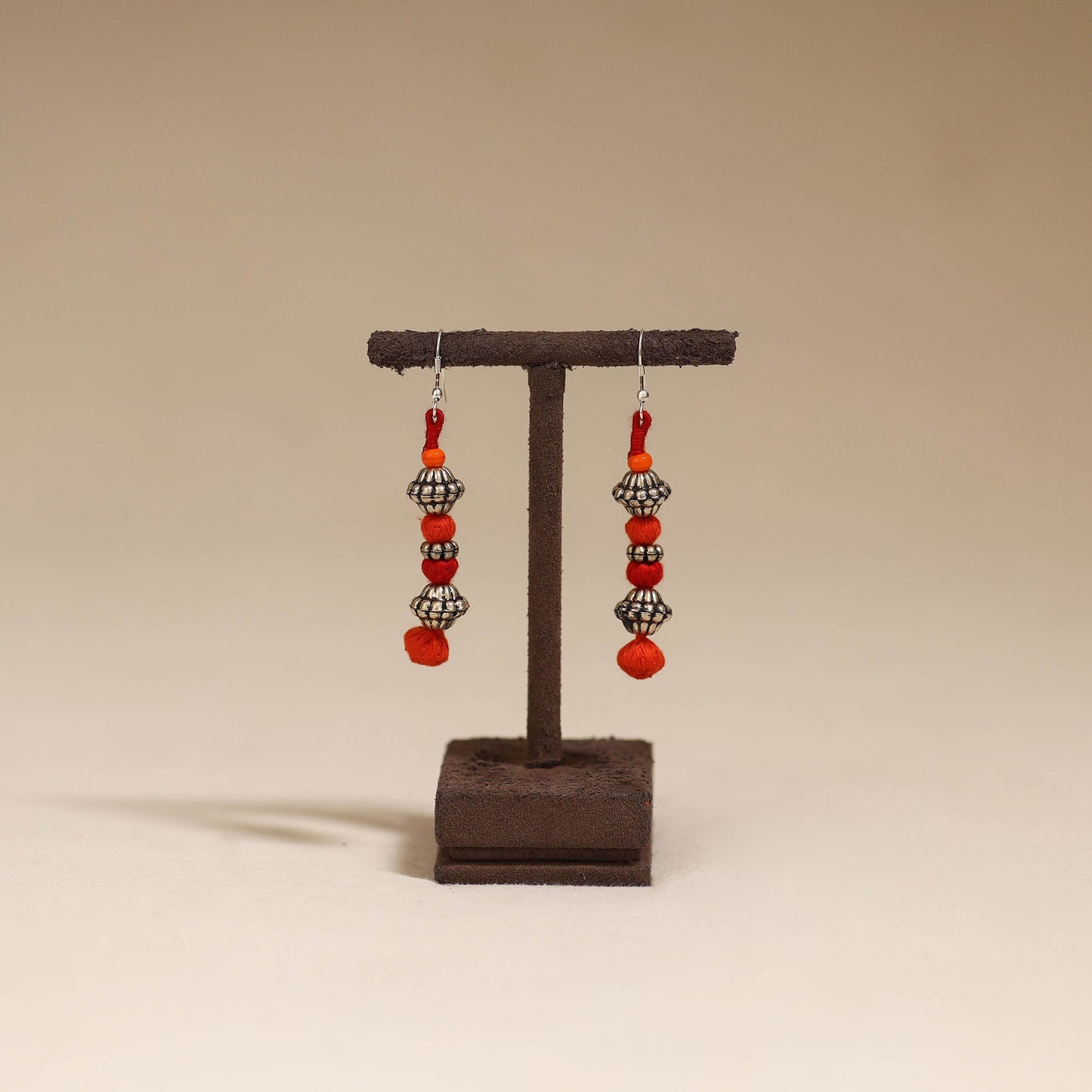 Orange - patwa thread beads earrings by kailash 40