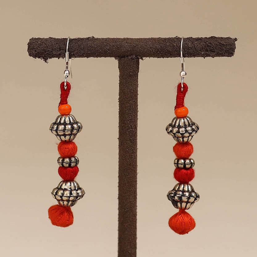 Orange - patwa thread beads earrings by kailash 40