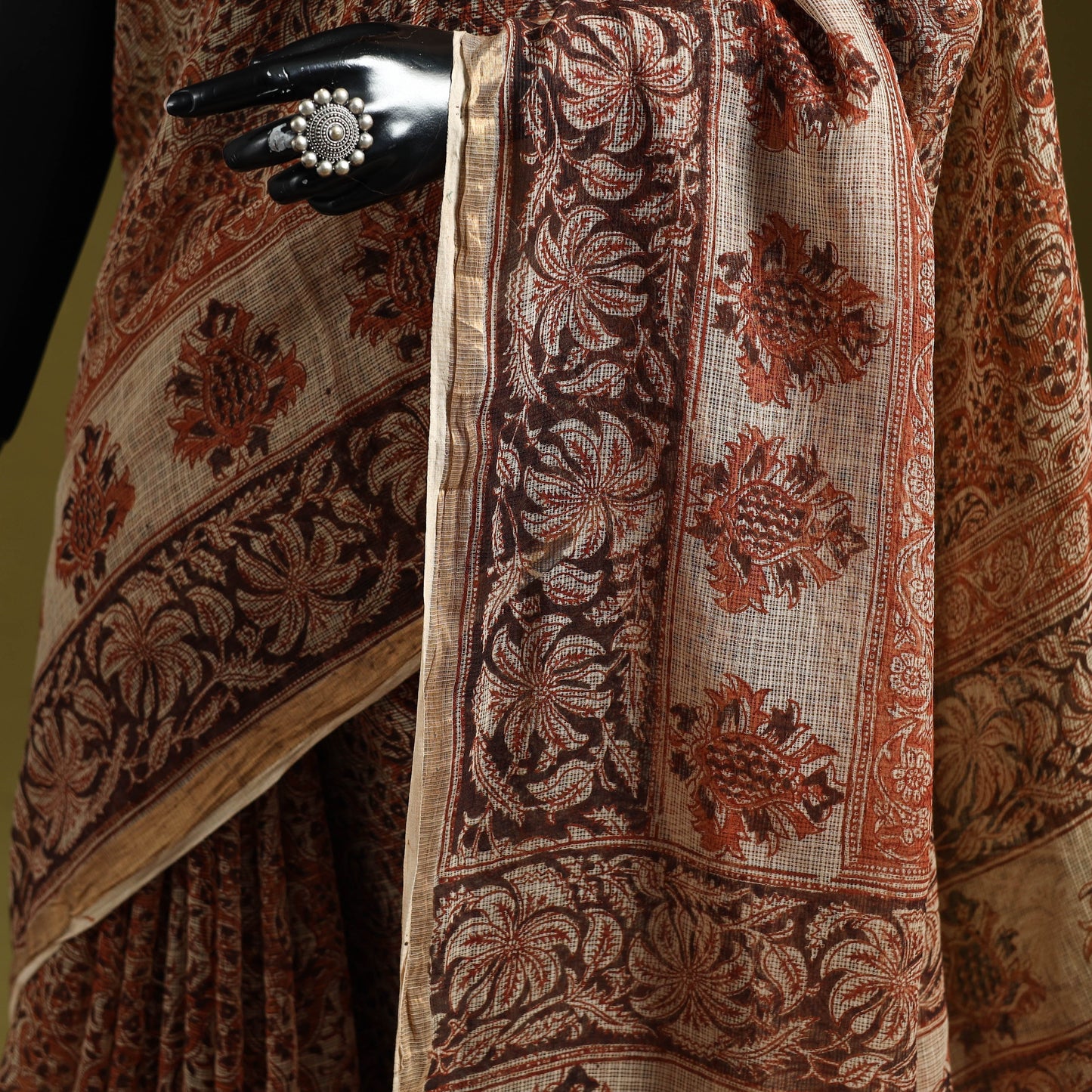 Pedana hand block print natural dyed kota doria cotton